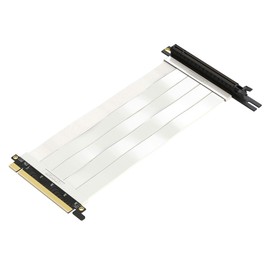 LINKUP - Ultra PCIe 4.0 X16 Riser Cable [RTX4090 RX6950XT x570 B550 Z690 Tested] Shielded Extreme High-Speed Vertical Mount Gaming PCI Express Gen4 | Left Angle Socket {28cm} 3.0 Gen3 Compatible|White