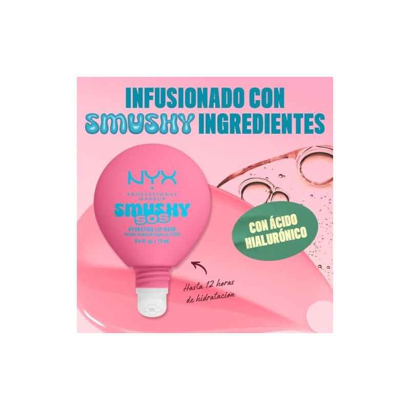 NYX Professional Makeup, Smushy SOS, Mascarilla Hidratante para Labios, Tono
