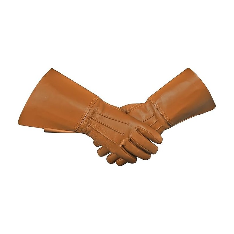 Daskz Leathers Men's Long Cuff Gauntlets Gloves Piper Drummer Band