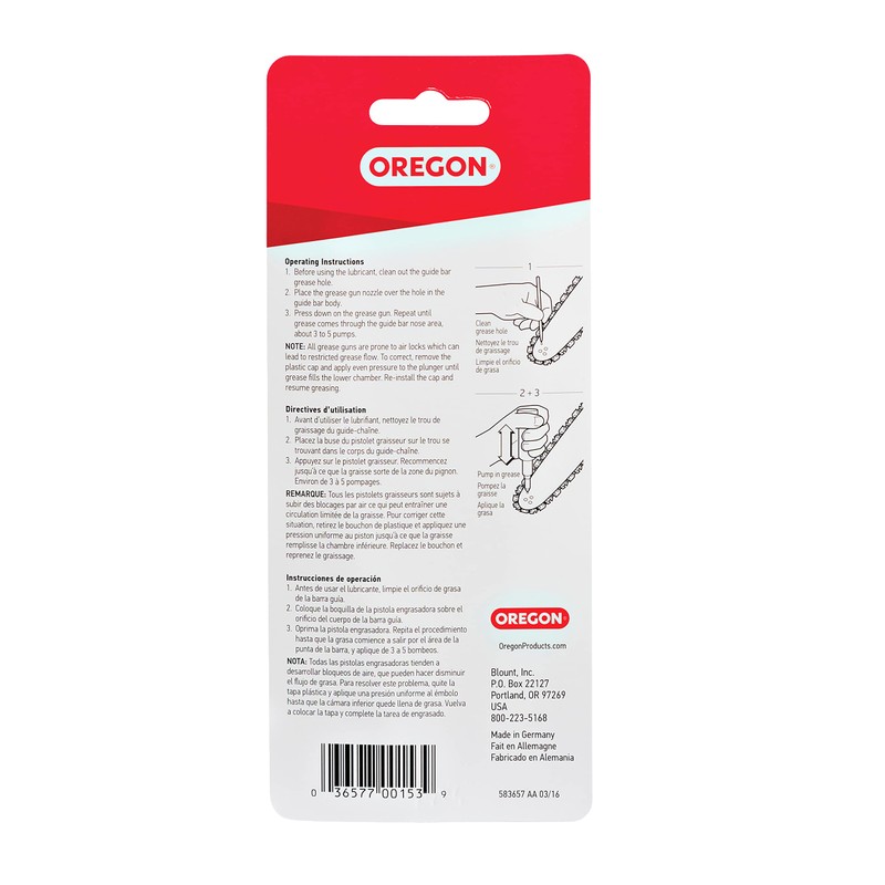 Oregon Grease Gun for Chainsaws, Pre Loaded All Purpose Lubricant,