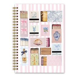 NaZaUK Coquette Pink Bow Spiral Notebook, Pink Preppy Cute Spiral Notebook for Teen Girls Women, Preppy School Supplies, Coquette Stuff Trendy Hardcover Spiral Notebook 5.5x8.3