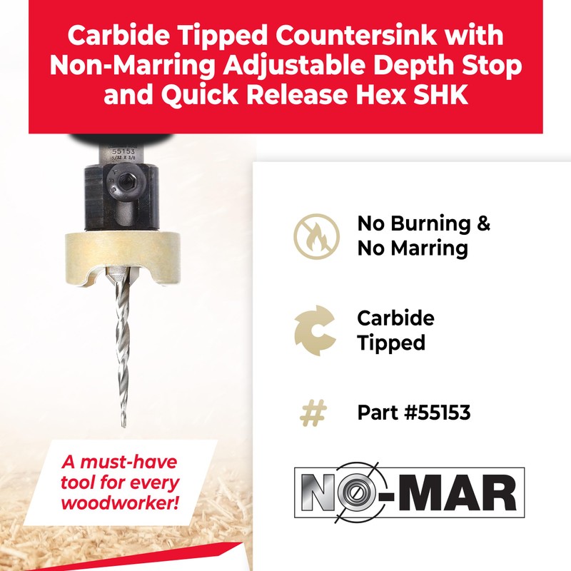 Amana Tool 82 Degree Countersink with Tapered Drill Bit and