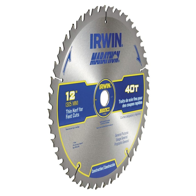 IRWIN Tools MARATHON Carbide Table/Miter Circular Blade, 12-Inch, 40T (14080)