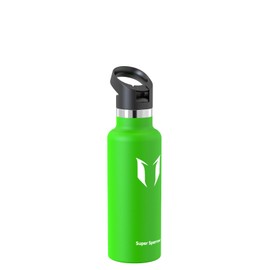 Super Sparrow Water Bottle Insulated - 17 Oz - Standard Mouth FlipFlow Flask - BPA Free, Leak Proof Drink Bottle- Ergonomic Straw Water Bottle for Work, Gym, Travel, Sports, Outdoor