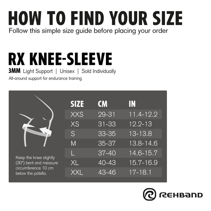 Rehband Knee Sleeve 3mm Neoprene, Lightweight Knee Brace for Endurance