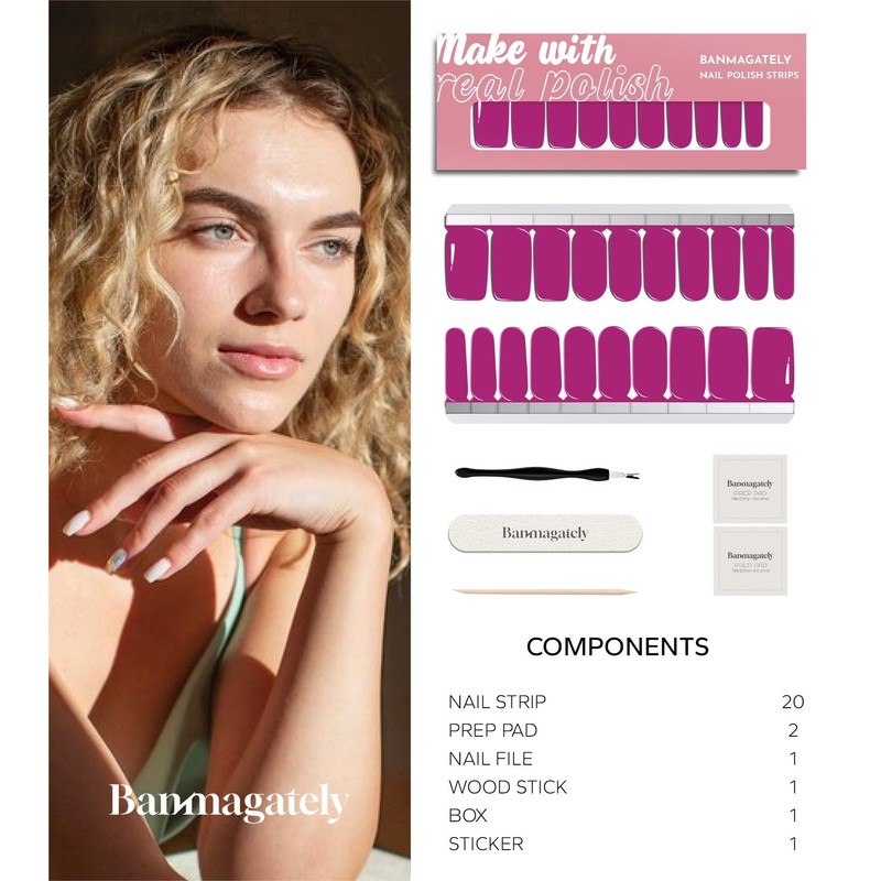 Nail Polish Strips, 20Pcs Salon Quality Gel Nail Stickers, Easy