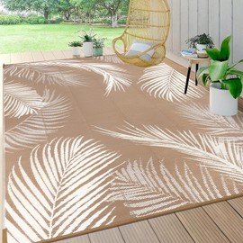 Pauwer Waterproof Outdoor Rug 9x12, Reversible Plastic Straw Patio Camping Rug, Indoor Outdoor RV Mat Carpet for Deck, Camper, Porch, Balcony, Backyard, Picnic, Leaf Brown