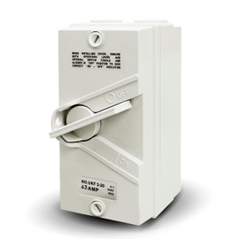 Enclosed Motor Disconnect Switch 63A 440V AC, 3 Pole Heavy Duty Safety Isolation Switch, IP65 Waterproof 3 Phase Disconnect Breaker Box for Generator Boat and Welding