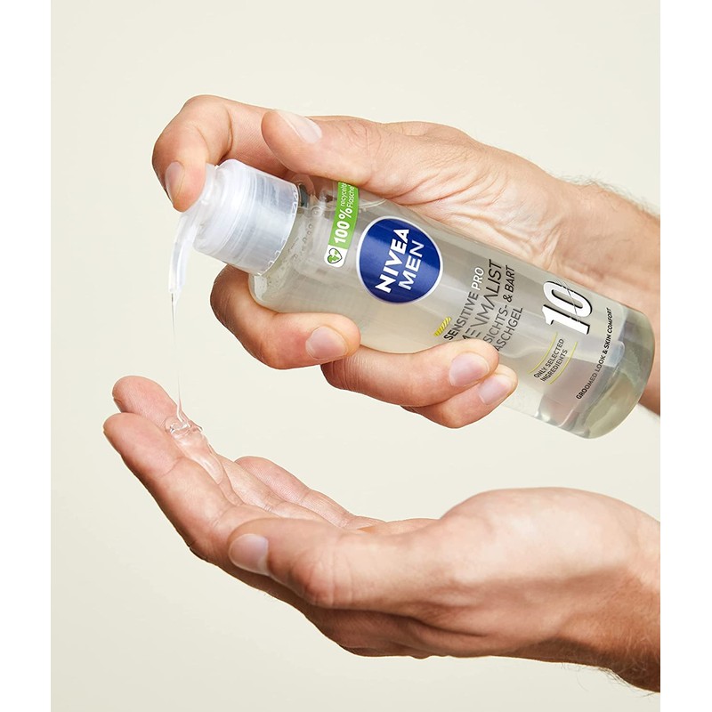 NIVEA MEN Sensitive Pro Menmalist Wash Gel (200ml), Face and