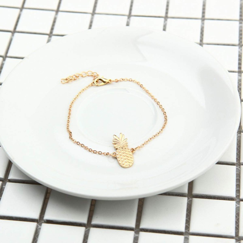 Miniblings Pin Badge Pineapple Anklet Gold 25Cm