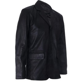 Men's Black Genuine Leather Blazer Soft Real Italian Tailore Vintage Jacket Coat 4XL