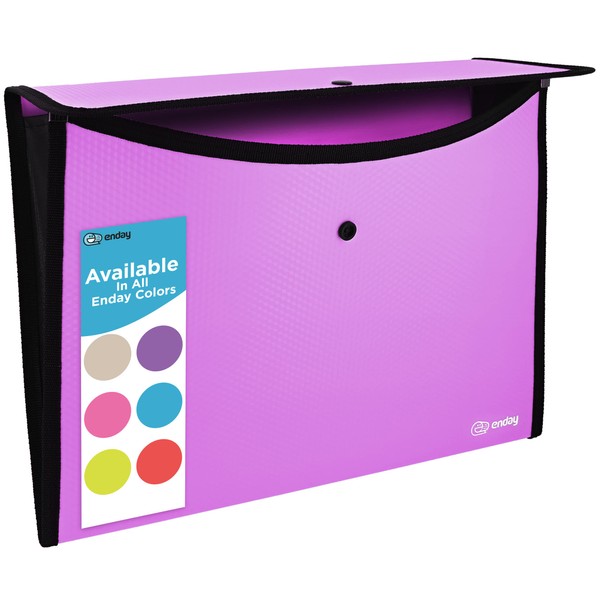 Enday Square Flap Plastic File Holder, Purple, A4 Letter Size,