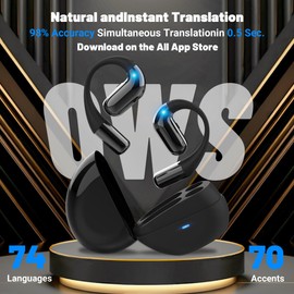 Language Translation Earbuds Real-Time Ai Translator Earbuds Earphone 3-in-1 Accents & Translating Earbuds TWS 144 Languages & 8 with One Year Subscription Offline for Travel Business Apricot, Black