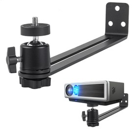 xiruiubao 360° Rotatable Projector Wall Mount, Metal Projector Support 1/4 Inch Screw Projector Bracket for Home Cinema Office Living Room Bedroom, Black