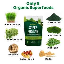 Organic Super Greens Powder 50 Servings | Boost Energy, Digestion & Immunity | Green Powder Superfood | Vegan, 100% Natural & Alkaline | No Gluten, No Artificial Ingredients