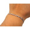 Figaro Bracelet 925 Sterling Silver Rhodium Plated 3.5 mm Wide