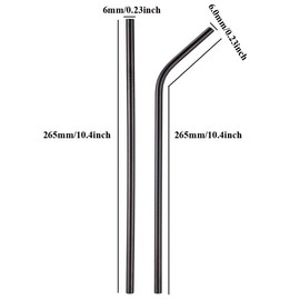 Reusable Metal Straws 50Pack.Ultra Long 10.5”Stainless Steel Drinking Black Color Straws in Bulk For Wholesale.265x6mm All Bent Curved Straws for 20/30oz Tumblers Yeti (50pcs all bent Black-10.5")