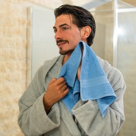 nice homeit Set mit 8 Handtüchern für Gesicht und Gäste, aus Baumwolle, 35 x 55 cm, aus 100 % ringgesponnener Baumwolle, extra weich und saugfähig, hergestellt in Italien, Dunkelgrau