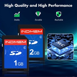 INDMEM SD Card 1GB + 2GB， Class 4 Flash Memory Card 2G SLC Standard Secure Digital Cards
