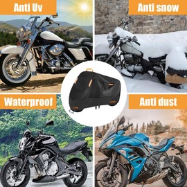 Adunsiaoto Motorcycle Cover Outdoor Scratch-Resistant Motorcycle Tarpaulin Waterproof Breathable Outdoor Motorcycle Garage Oxford Fabric Motorcycle Tarpaulin Breathable Tarpaulin Motorcycle Cover (190