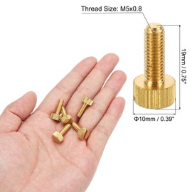 PATIKIL 20pcs M5x19mm Knurled Thumb Screws Flat Tip Brass Bolts Grip Knobs Fastener with Straight Shoulder for Lighting Furniture Electronic Mechanical