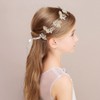 Campsis Wedding Bride Pearl Headpiece Golden Leaf Alloy Tie Back