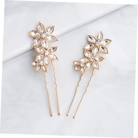 Minkissy Bride Headwear Jewelry Diamond Alloy Flower U-shaped Hairpin for Wedding Party