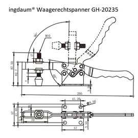 INGDAUM® GH-20235 Horizontal Tensioner, Adjustable Toggle Lever Clamp, Quick Release Toggle Clamp for Jig Building, Assembly, Mechanical Engineering, Wood Technology (1, GH-20235 (340 kg))