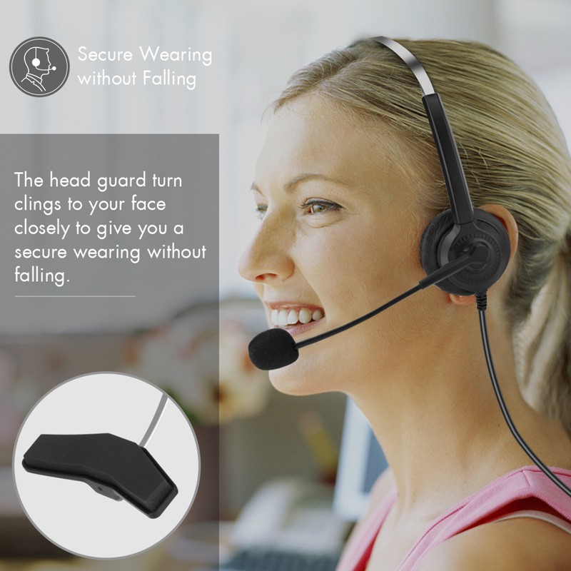 Noise Cancelling Call Center Headset Comfortable Wearing Telephone Headset -