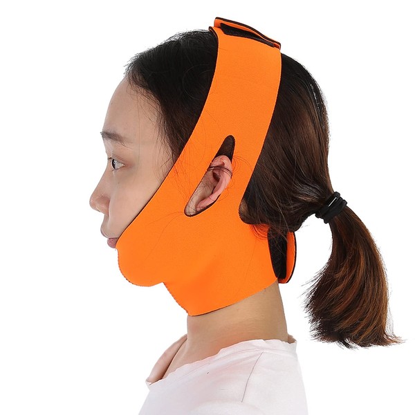Face Slimming Cheek Mask, Breathable V Line Double Chin Reducer Face Slimming Bandage Belt Face-Lift Face Bra, Lifting V Firming Mask Reusable Face Lift Sleep Bandage for Lift Firming Skin(orange)