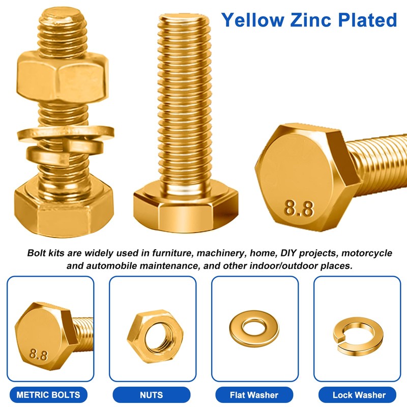 Taiss 966pcs Grade 8.8 Metric Bolt Assortment,Metric Bolts and Nuts