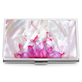 MADDesign Mother of Pearl Business Card Case Carrier Holder Wallet (Flower Pink)
