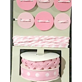 Celebrate It Decorative Trim Ribbon String Pink White 3 Pc Celebrate It New
