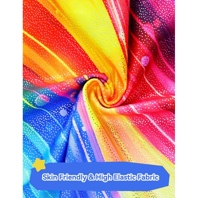 Gymnastics Leotards for Girls 8-9 Years Old Sparkly Rainbow Ray