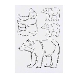Azeeda 4 x 'Bär, Strichzeichnung' Temporäre Tattoos - Wasserfest, Hautfreundlich & Ungiftig · Transfers in Verschiedenen Größen (TO00071240)