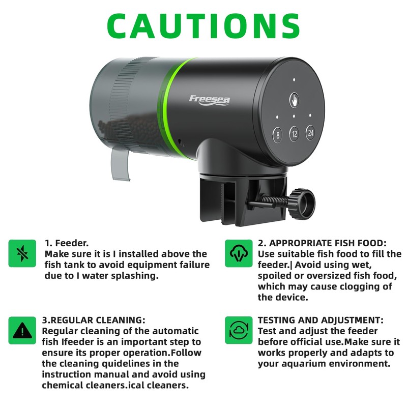 FREESEA Fish Feeder Automatic Dispenser: Aquarium Flakes Food Feeder with