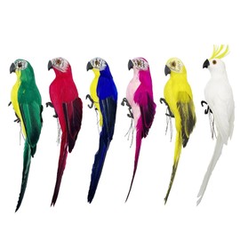 LWINGFLYER 6pcs Artificial Birds Fake Parrot 10inch Lifelike Feathered Birds Figure Model for Craft Tree Decoration Shoulder Pirate Costume Accessory Assorted Colors (Artificial Parrot)