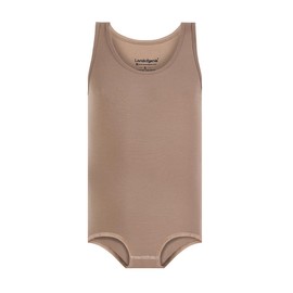 Landofgenie Mens Cotton Sleeveless Bodysuit Solid One-Piece Pajama Rompers for Men Brown L