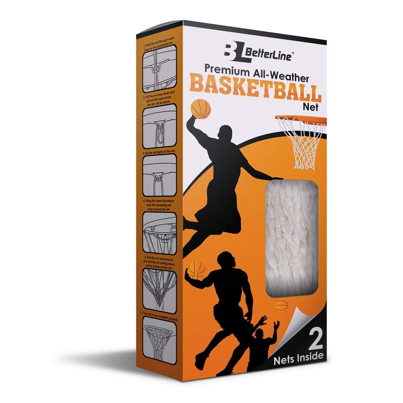 BETTERLINE 2-Pack Heavy Duty Basketball Nets | Premium Quality All-Weather