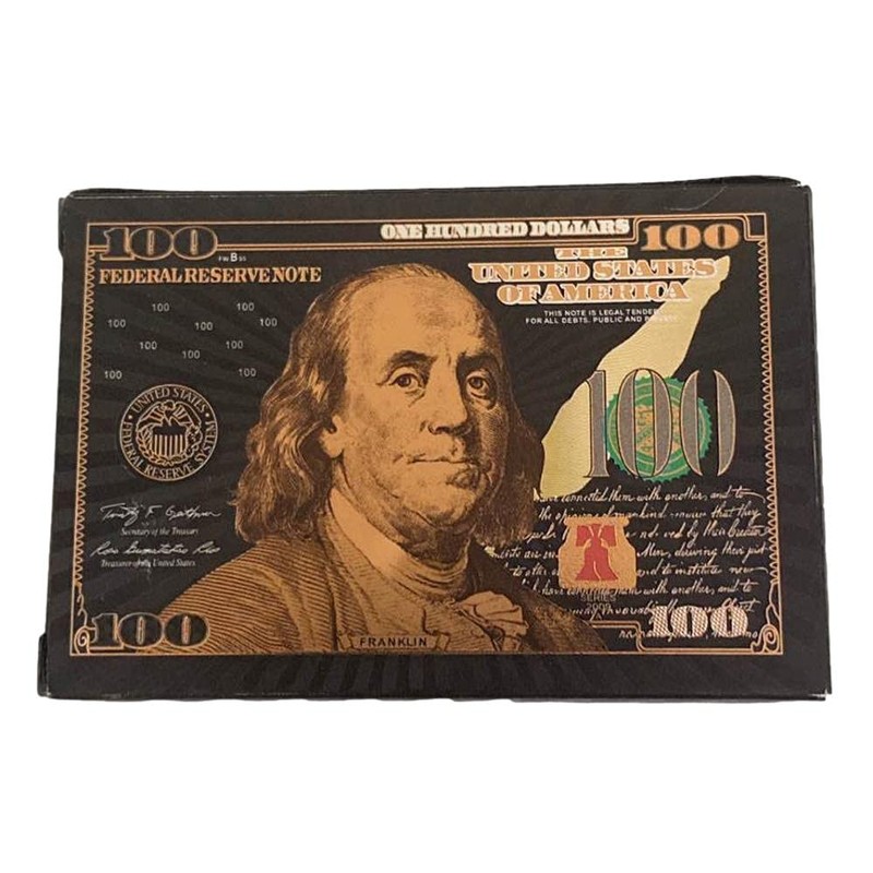 100 Dollar Bill Black Gold Silver 24k Plated Waterproof Poker