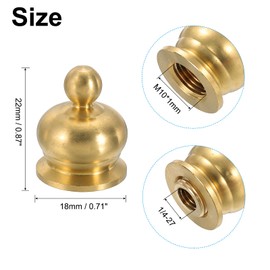 PATIKIL 18 x 22mm Lamp Finials Caps Knob, 4 Set Solid Brass Lamp Shade Top Decoration Screw Cap Nuts with Brass Reducing Adapter for Table Lamps Floor Lamps