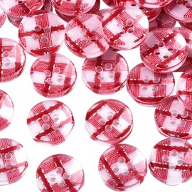 CABODYALS 100Pcs 1/2 Inch 4 Hole Red Tartan Gingham Resin Buttons Checkered Pattern Round Flat Buttons Christmas Buffalo Plaid Button Bulk for Sewing Making Crafts Clothes Shirts Home Decor Diy Supply