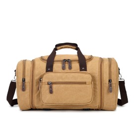 Sechunk Duffle Bag Canvas Leather Large Outdoor Shoulder Bag (yellow)