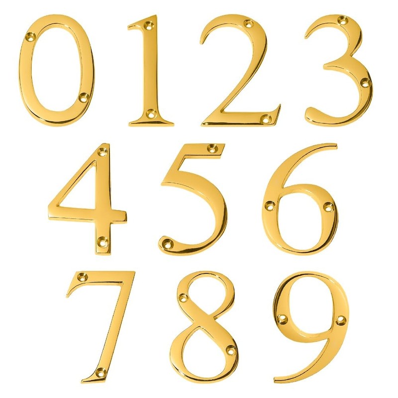 Clio 3-Inch Brass House Numbers For Outside Address Signs For