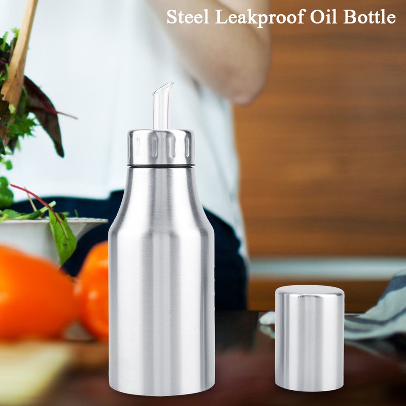 Stainless Steel Olive Oil Bottle Leakproof Vinegar Dispenser Kitchen Spice