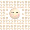 Oenothera 100 Pieces Smiley Face Beads, Wooden Faced Beads, Doll
