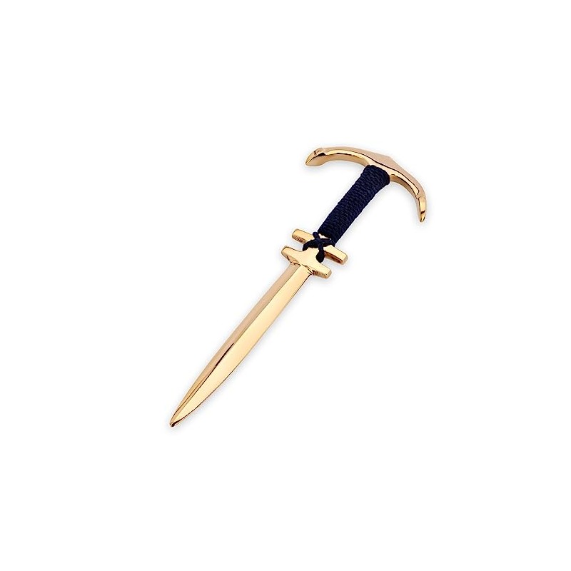 NKlaus 21 cm Letter Opener Anchor Brass Gold with Blue