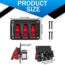 3 Gang Schalter Panel EIN/AUS Kippschalter Schalttafel, 1 stücke, Kombination Panel Rocker Push Button Schalter, für Boot Auto Marine Caravan Yacht LKW Wohnmobil, Rot