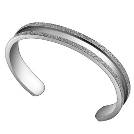 Zuo Bao Stainless Steel Elastic Hair tie Bracelet Brushed Edges for Women (Silver)