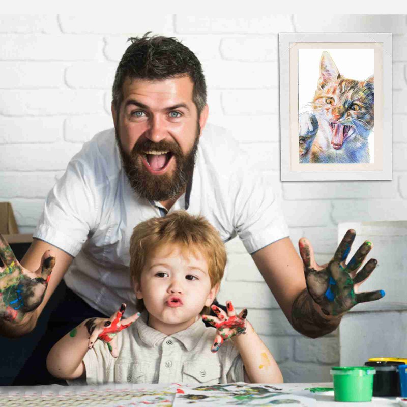 Wooden photo frame table oil painting storage box Kids Art